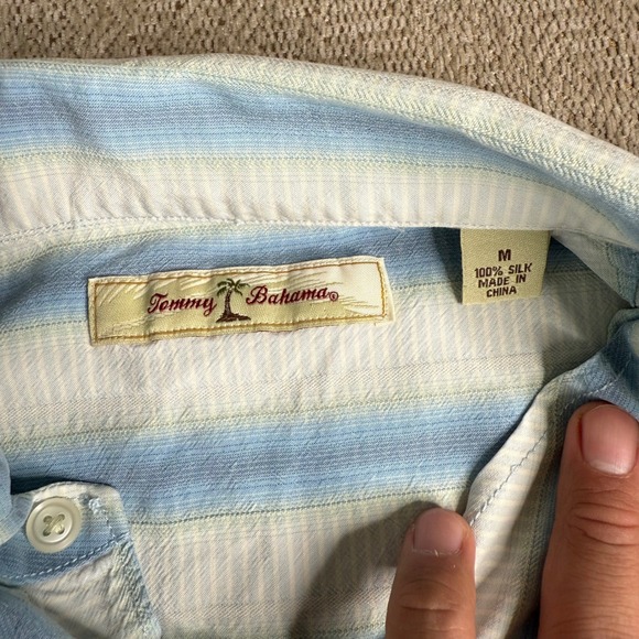 Tommy Bahama Silk Button‎ Up Shirt Striped Short Sleeve Casual Size M - Picture 2 of 7